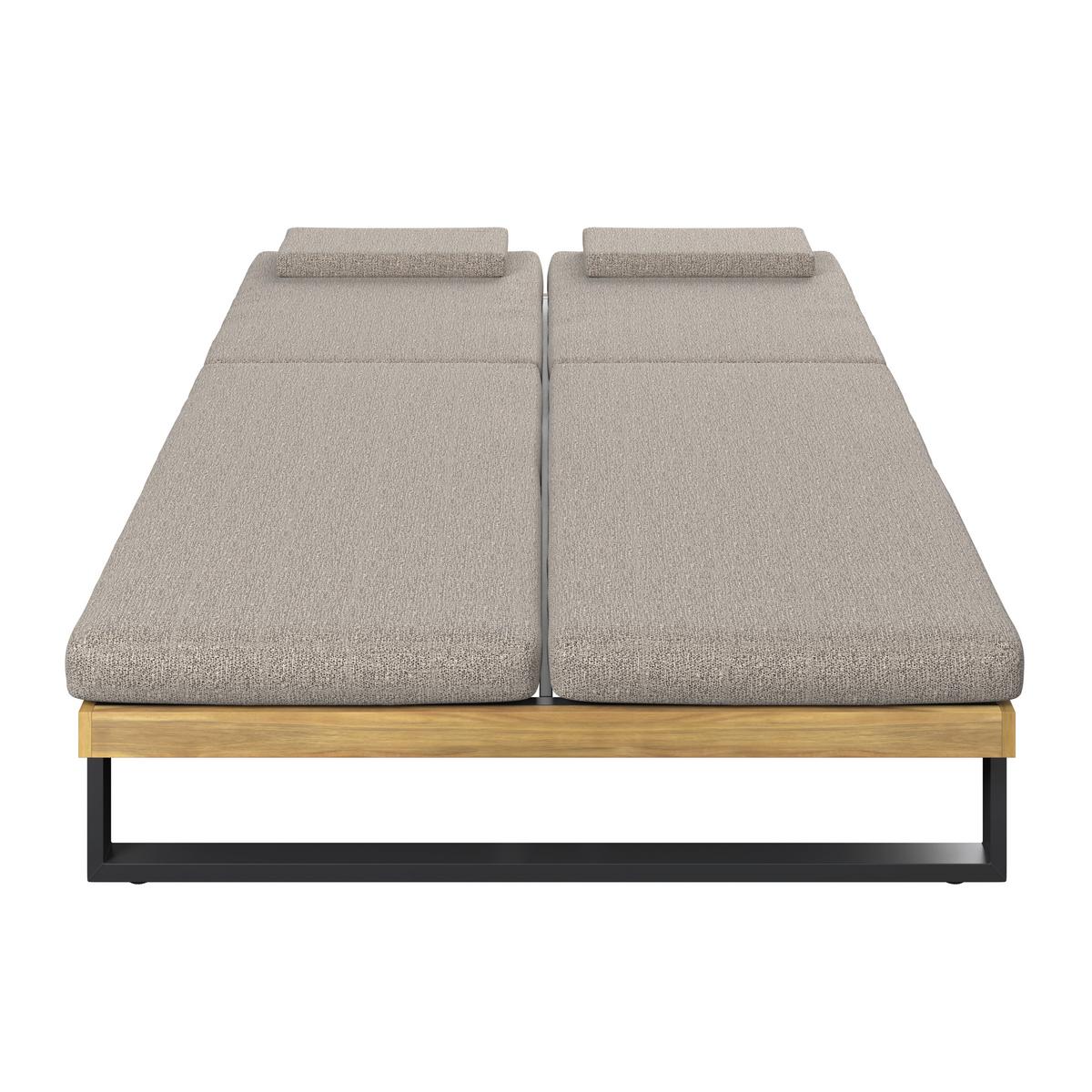 Gartenliege Elenyi grau Metall/Outdoorstoff/Holz - Grau, MODERN, Holz/Textil (130/95/200cm) - Bessagi Garden