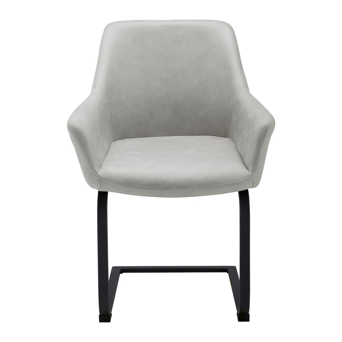 Schwingstuhl Pria Hellgrau Mikrofaser Gepolstert - Hellgrau/Schwarz, MODERN, Holz/Textil (61/85/62cm) - Bessagi Home