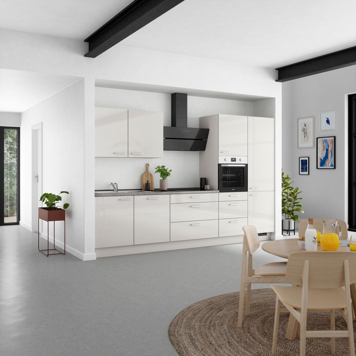 Küchenblock Flash Hig m. Geräten Hellgrau - Schieferfarben/Edelstahlfarben, MODERN, Holzwerkstoff/Metall (330cm) - Nobilia