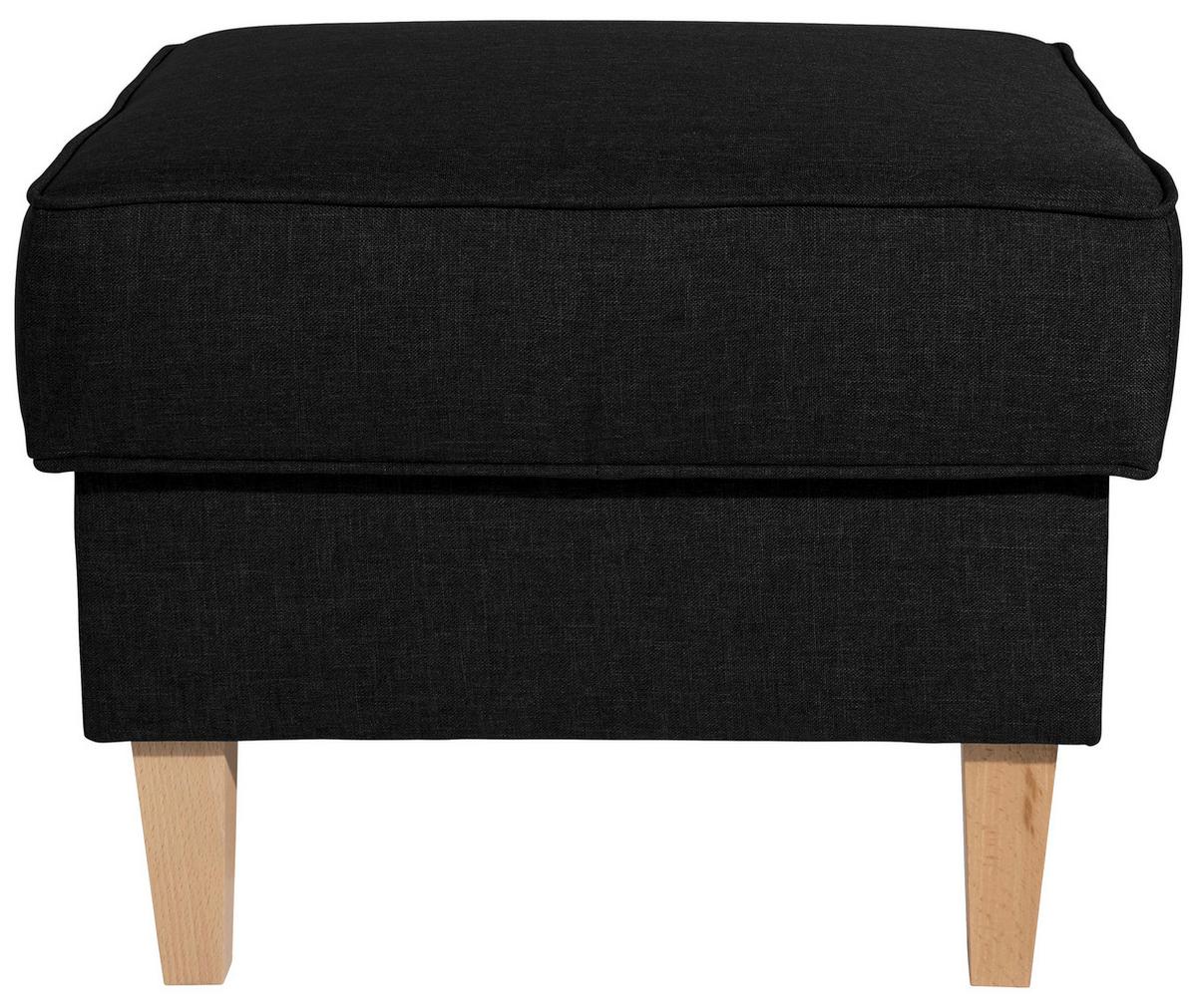 Hocker Lorris Schwarz Flachgewebe - Buchefarben/Schwarz, Design, Holz/Textil (53/45/53cm) - Max Winzer