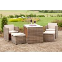 Gartenset Merano 11-tlg. in Naturfarben - Beige/Naturfarben, MODERN, Glas/Kunststoff - Gardenson