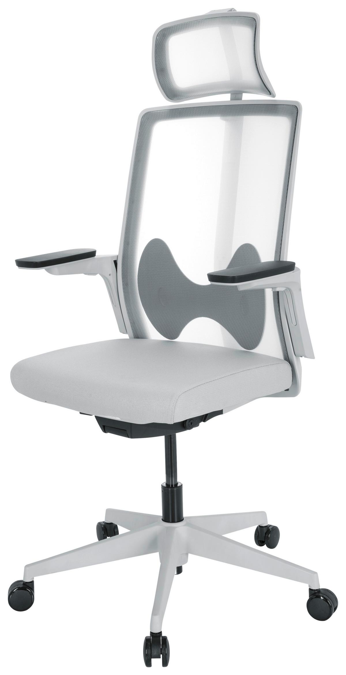 Pisarniški Stol Arceo W, Siva - siva/bela, Basics, umetna masa/tekstil (66/123-139/66cm) - MID.YOU