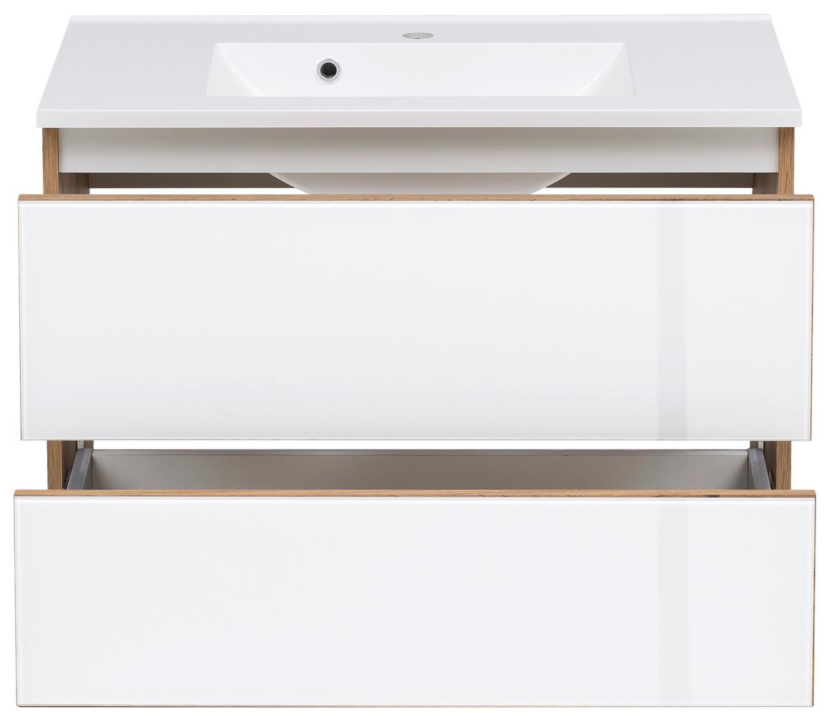 BADEZIMMER HELSINKI - Eichefarben/Weiß, KONVENTIONELL, Glas/Holzwerkstoff (120cm) - Held