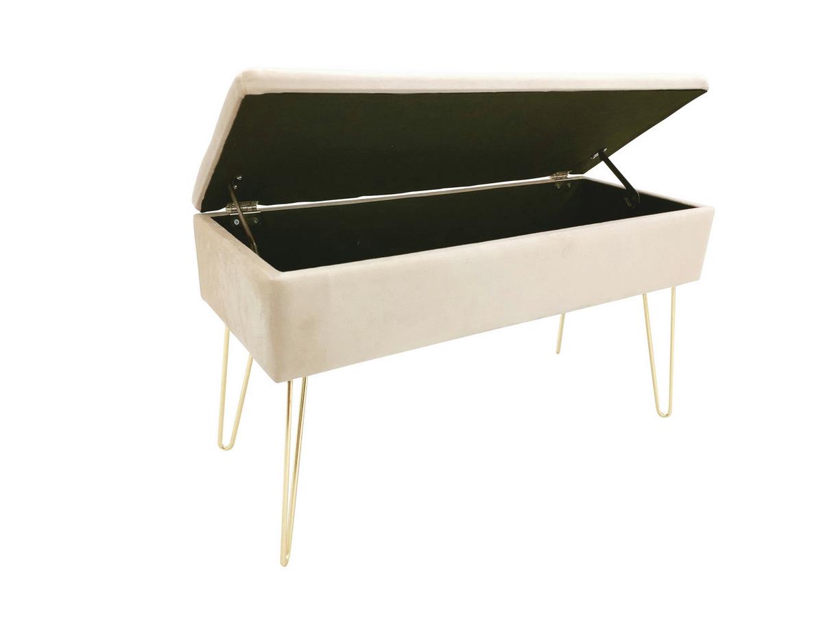 Hockerbank Scarlett Creme H: 42 cm mit Stauraum - Weiß, Design, Textil/Metall (75/42/30cm) - Echtwerk