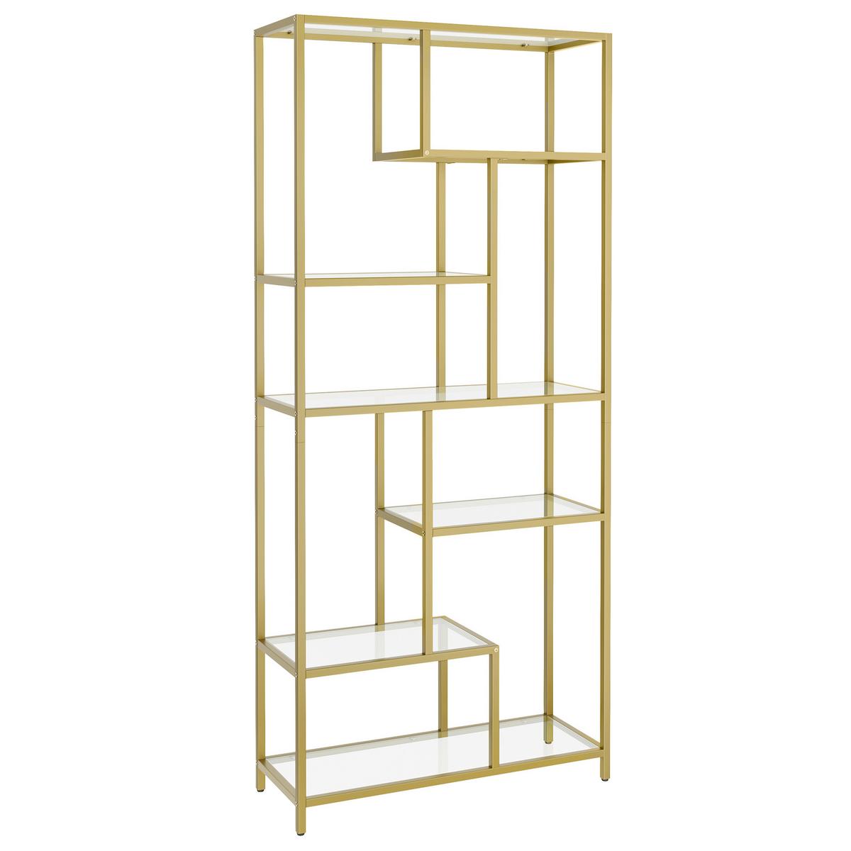 REGAL GLASS SHELVES - Goldfarben, MODERN, Glas/Metall (80/180/30cm) - MID.YOU