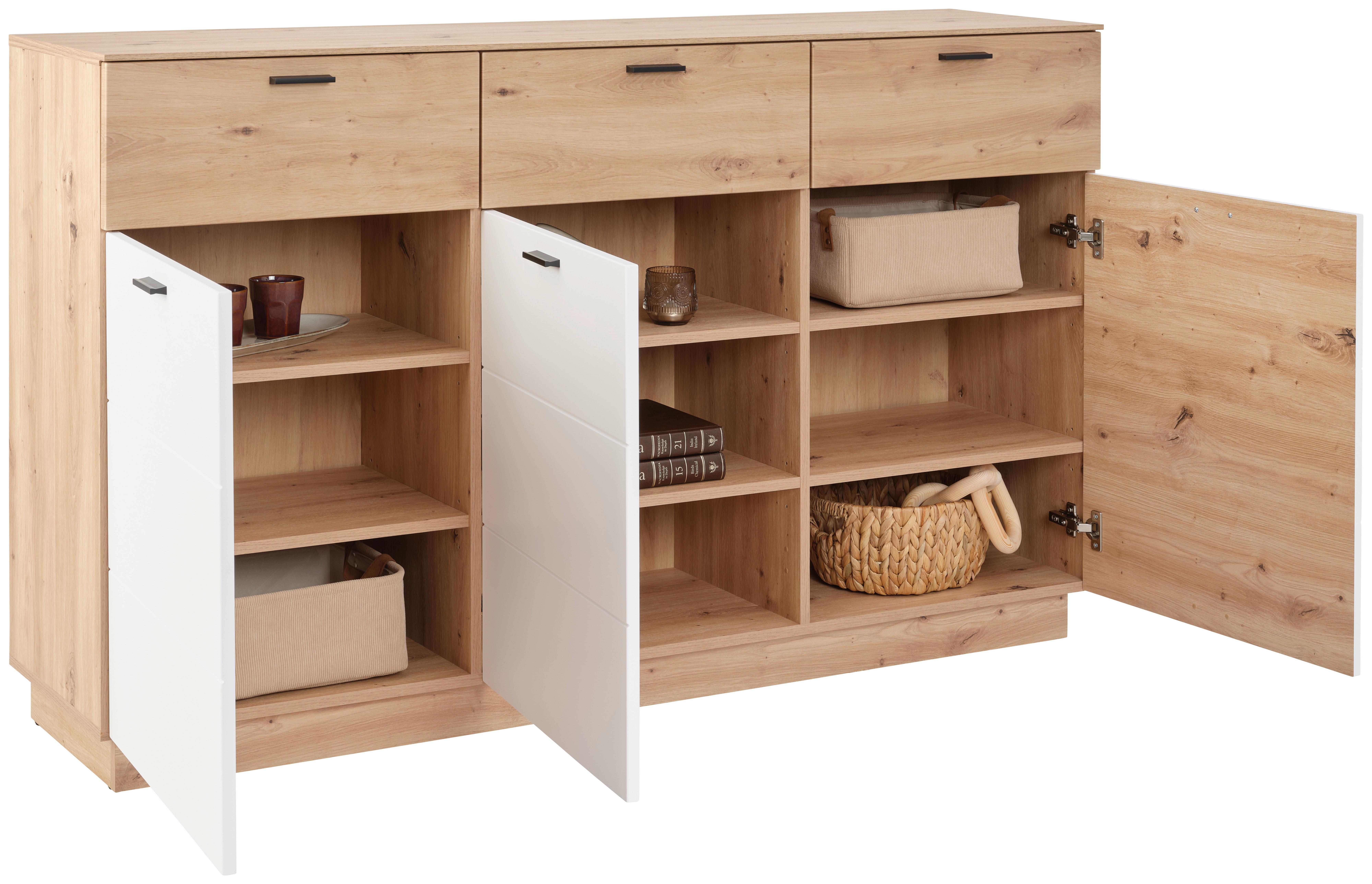 Komoda Tonale - bijela/hrast Artisan, Konvencionalno, drvni materijal/plastika (159,7/97,8/40cm) - Modern Living