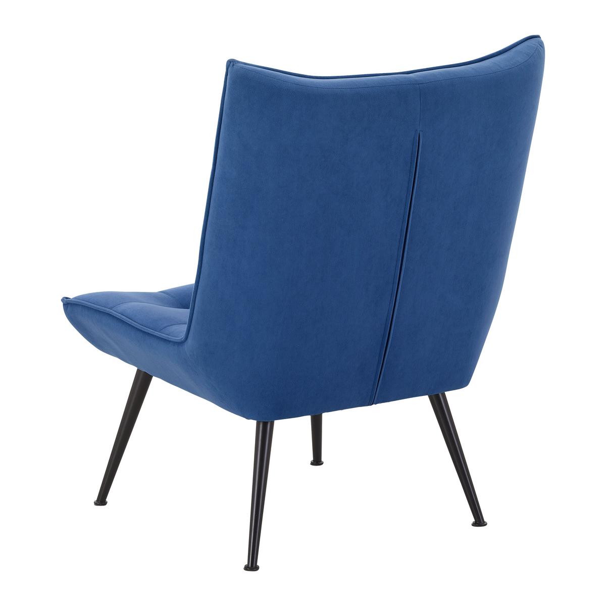 Relaxsessel mit Hocker Toma Blau Samt - Blau/Schwarz, MODERN, Holz/Textil (68/95/66cm) - Bessagi Home