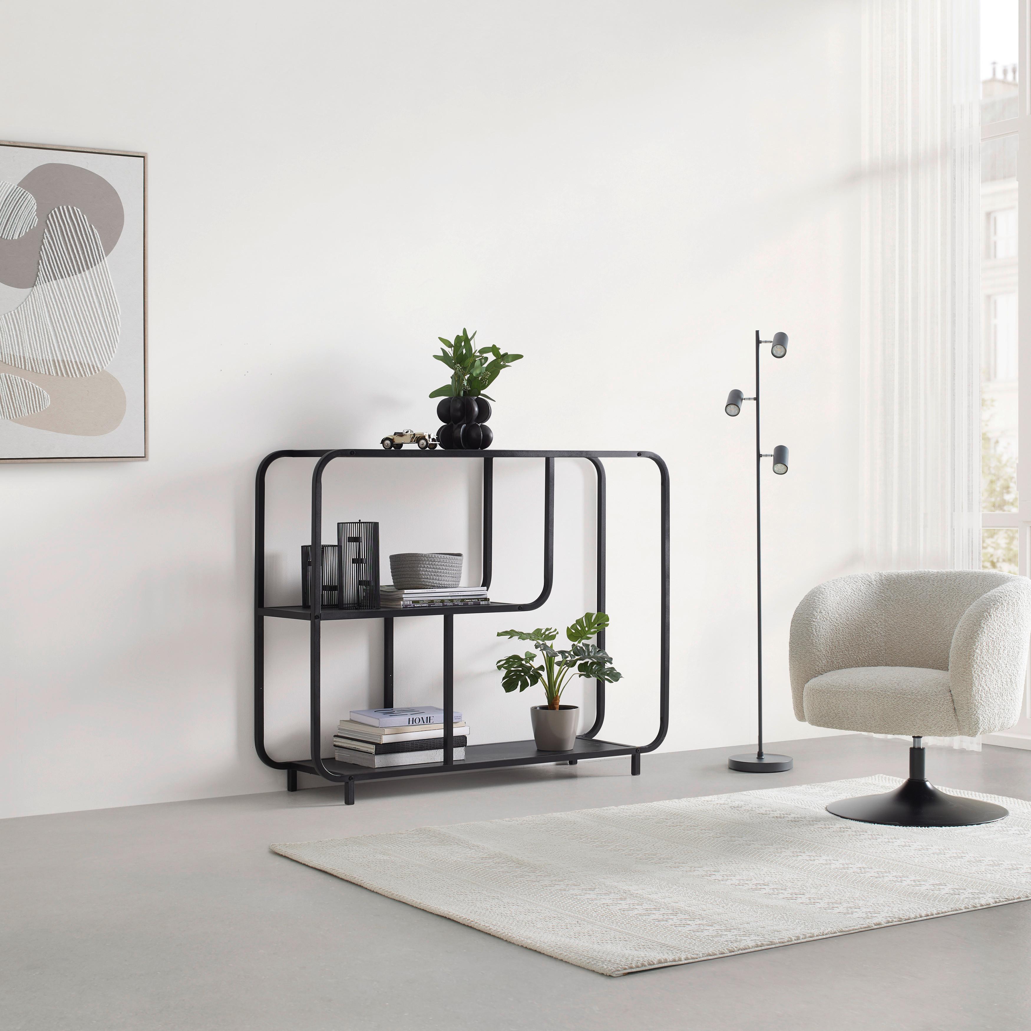 Regal Bend Schwarz - Schwarz, MODERN, Holzwerkstoff/Metall (120/95/33cm) - Mömax