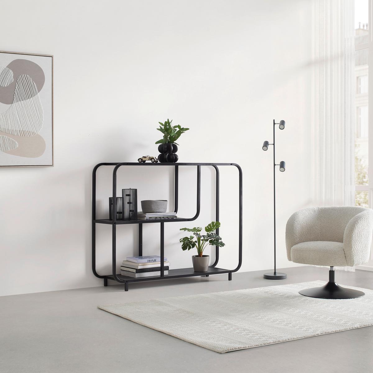 Etajeră BEND - negru, Modern, metal/material pe bază de lemn (120/95/33cm) - Modern Living