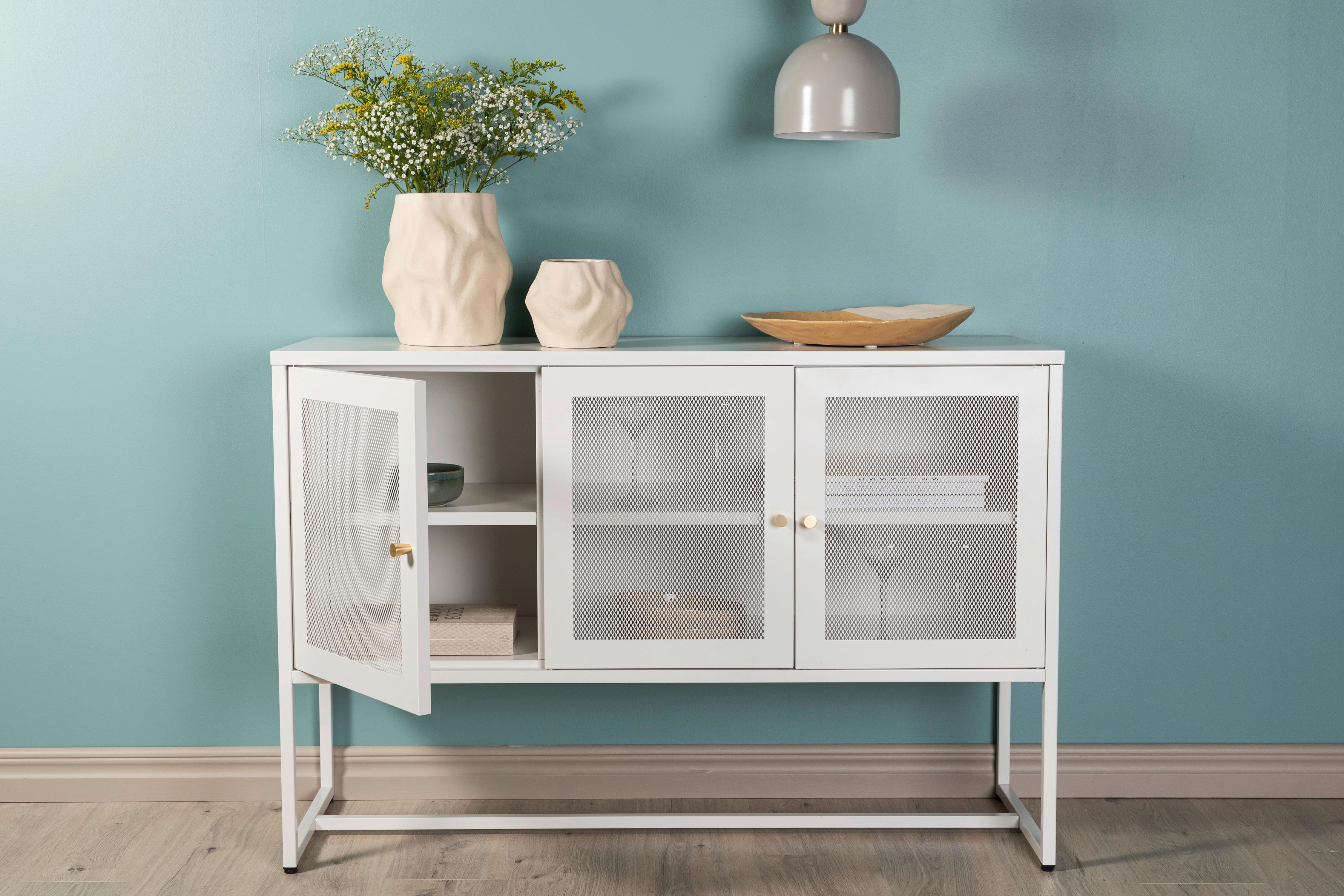 SIDEBOARD MALLA - Weiß, Design, Metall (120/80/40cm) - Livetastic
