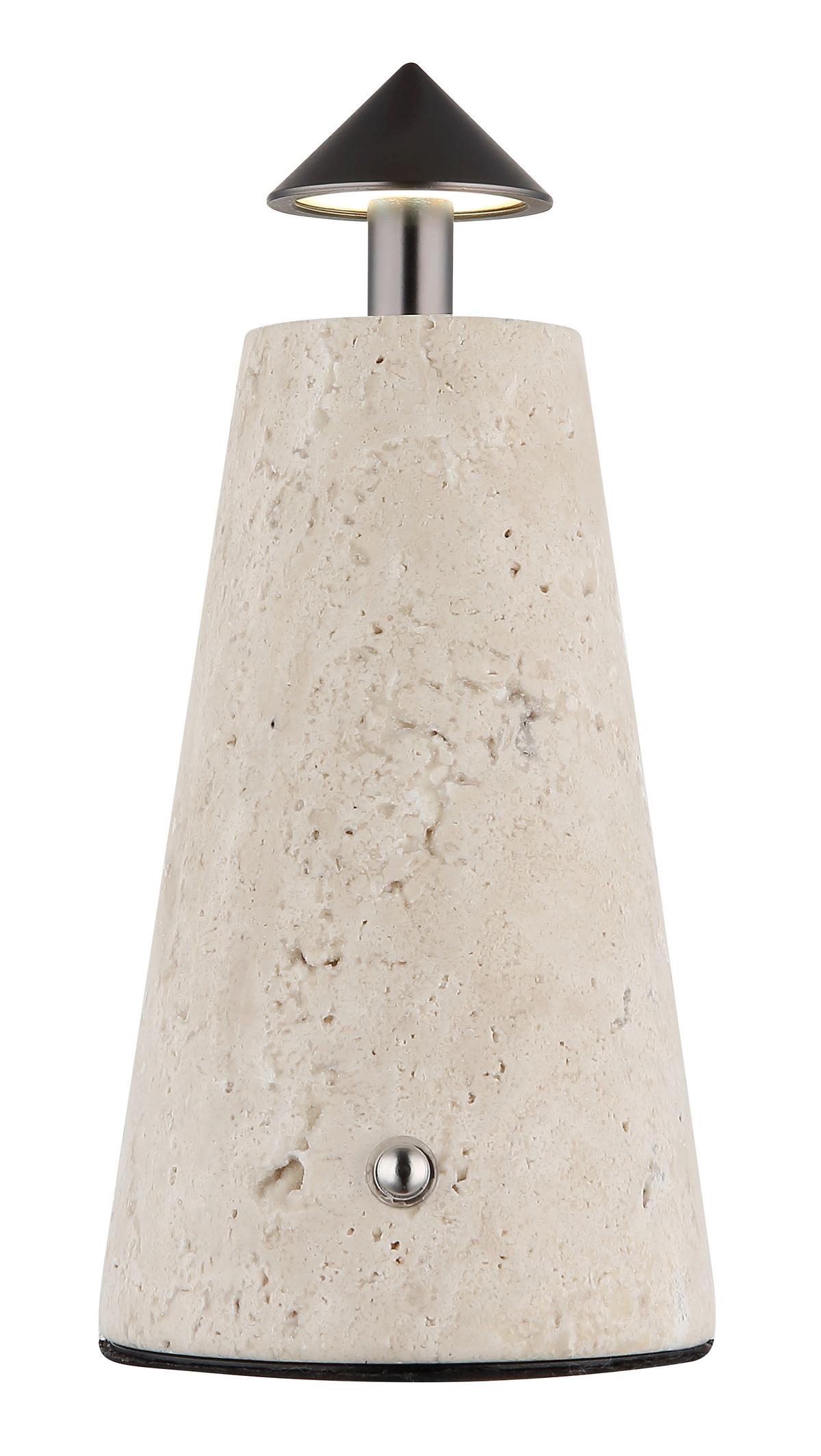 AKKU-TISCHLEUCHTE 21037G LIVA - Weiss/Schwarzchrom, Design, Kunststoff/Stein (9/19cm) - Globo