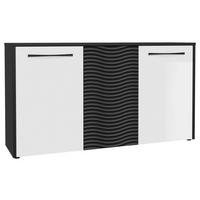 Komoda Karlshamn - bijela visoki sjaj/crna, Moderno, drvni materijal/metal (164,2/88,8/42cm) - Premium Living