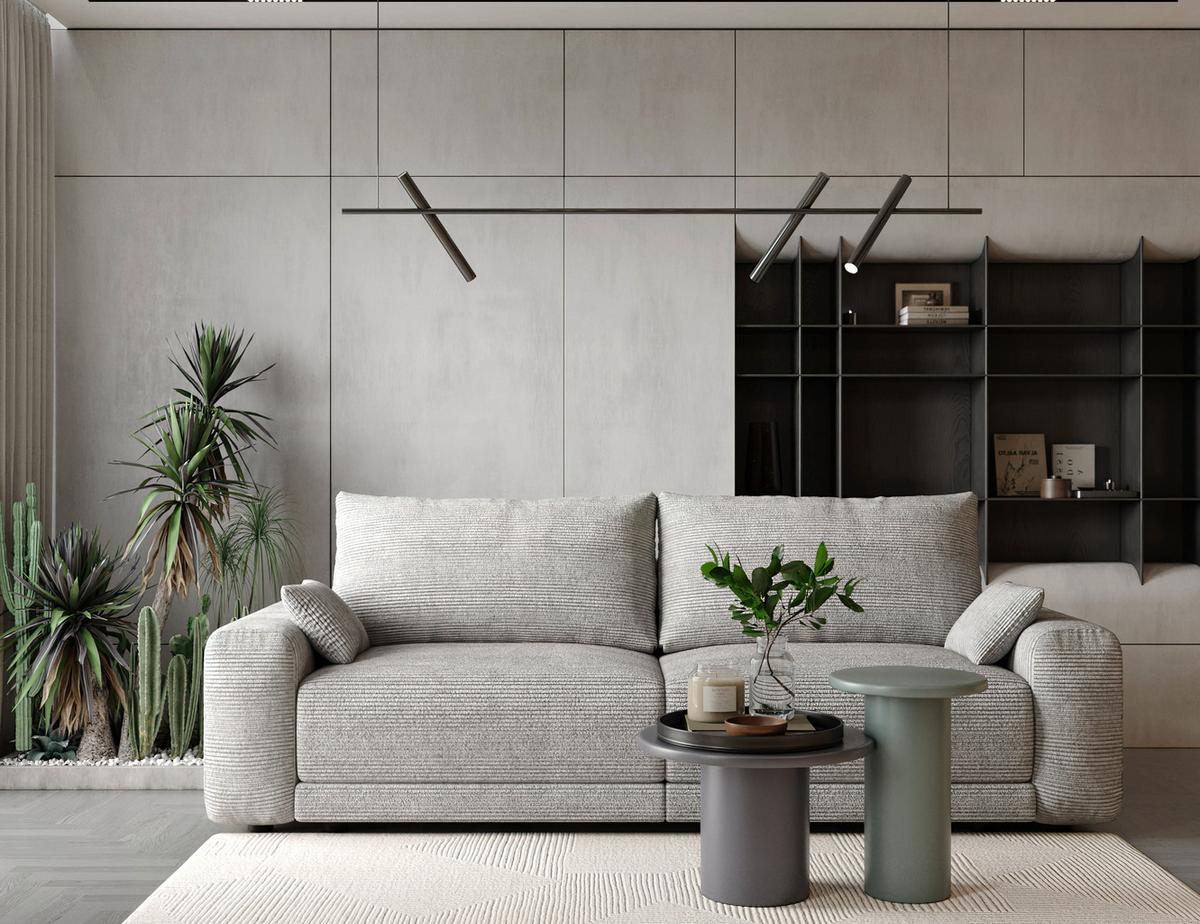 Sofa Plain Hellgrau - Hellgrau/Schwarz, MODERN, Kunststoff/Textil (256/88/120cm) - Mömax