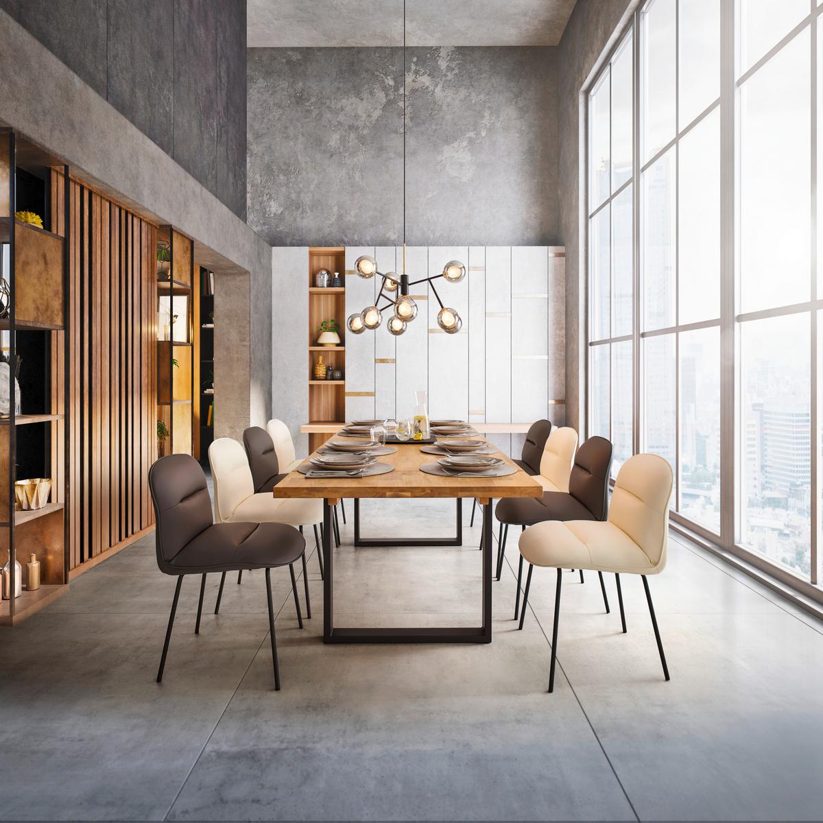 KRZESŁO ELLIS - biały/czarny, Modern, metal/drewno (43/80/50cm) - Bessagi Home