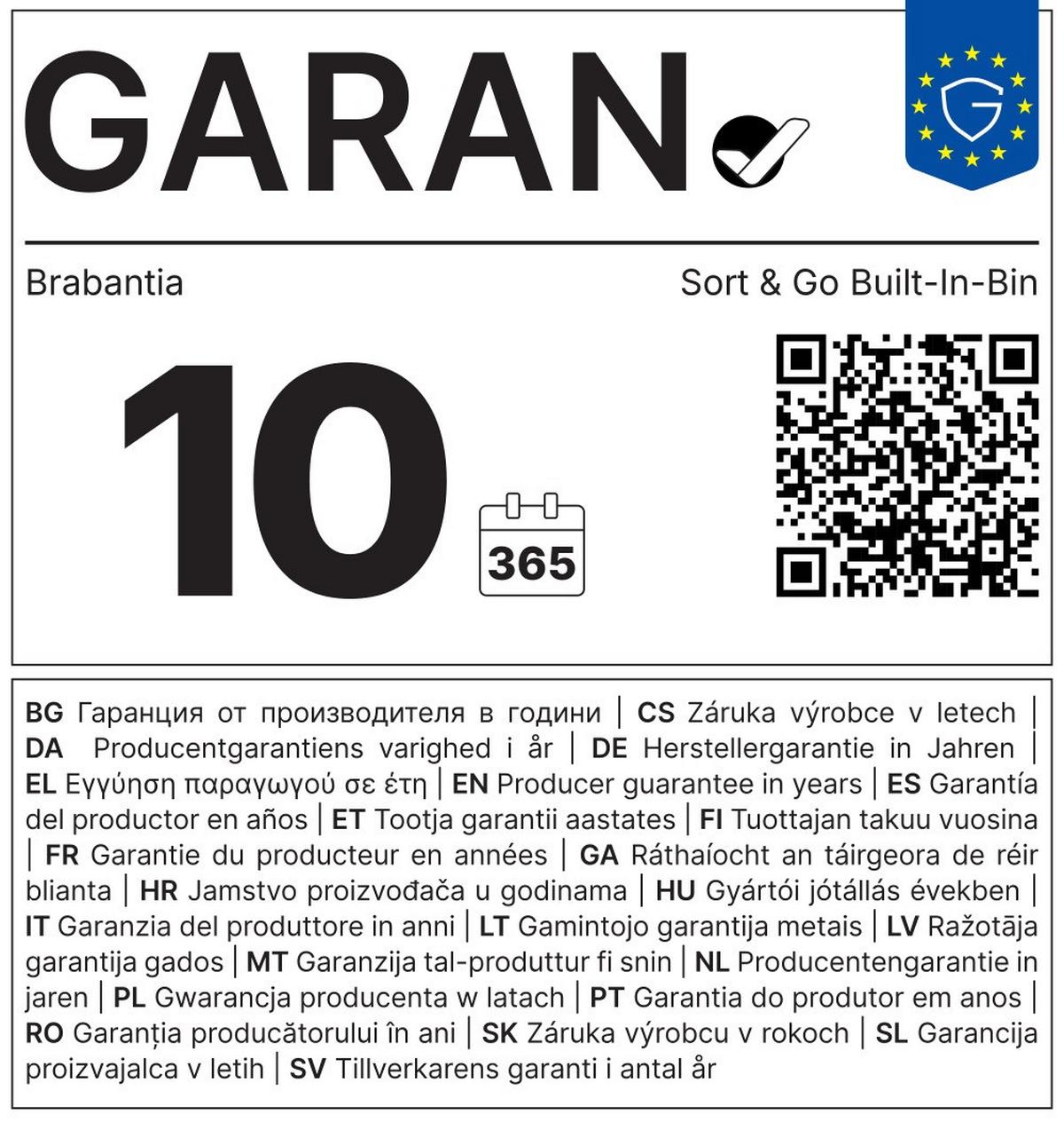 SORTOWNIK ODPADÓW DO ZABUDOWY 232527 - antracytowy/zielony, Basics, tworzywo sztuczne (30,4/63,7/48,1cm) - Brabantia