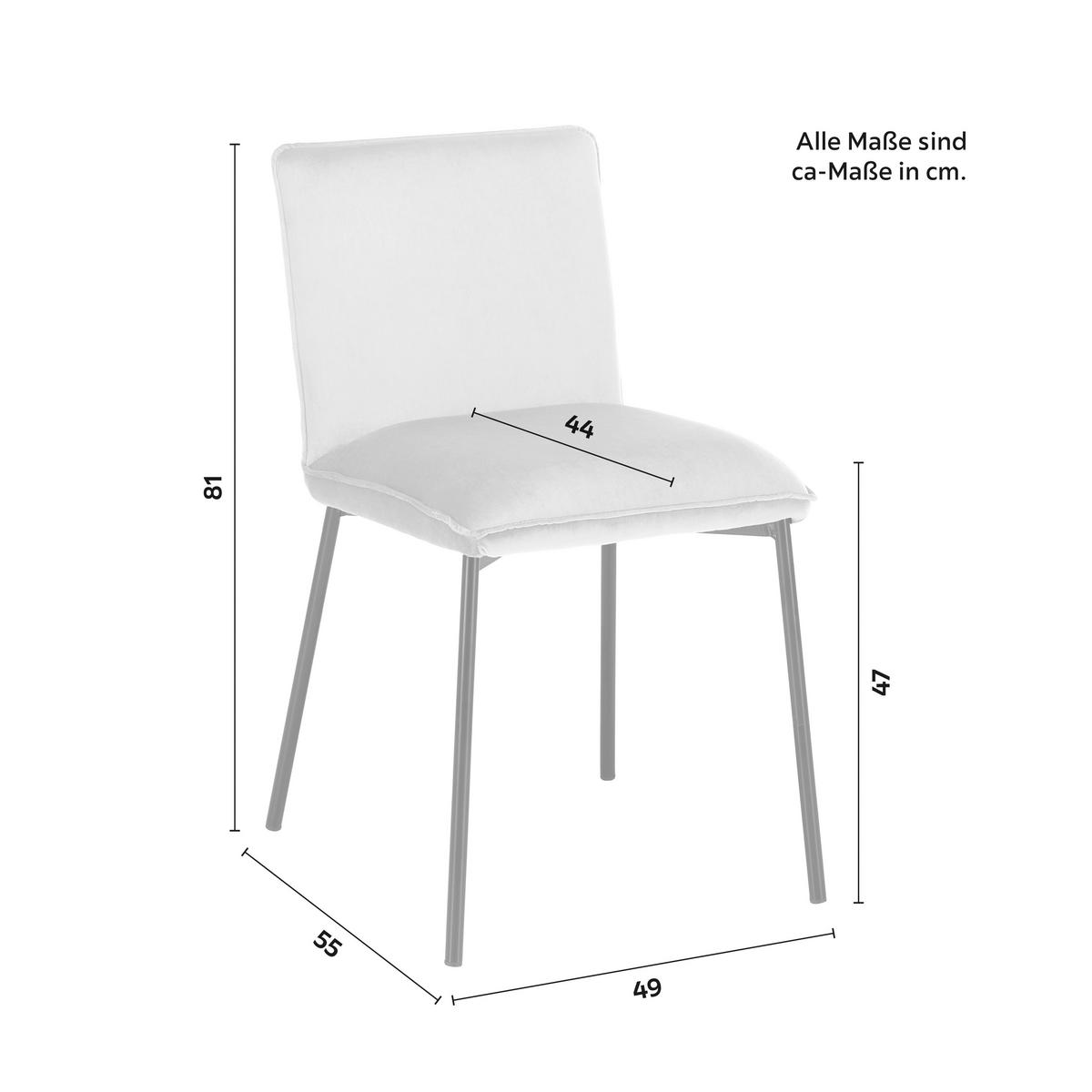 Stuhl Darla Beige Velours Gepolstert - Beige/Schwarz, MODERN, Holz/Textil (49/81/55cm) - Bessagi Home