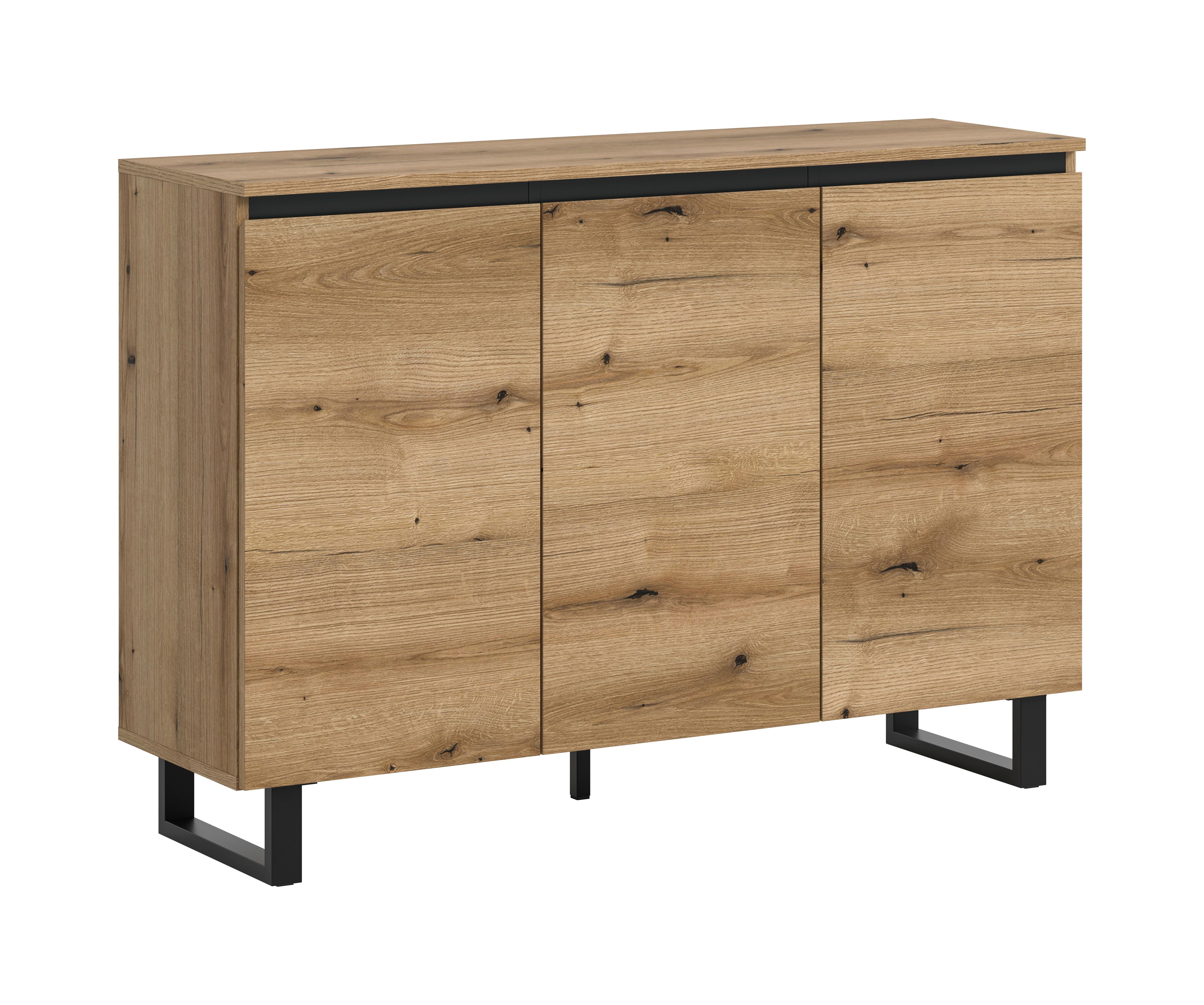 SIDEBOARD TOMASA - Eiche dunkel/Schwarz, Design, Holzwerkstoff/Metall (120/84/36cm) - Livetastic