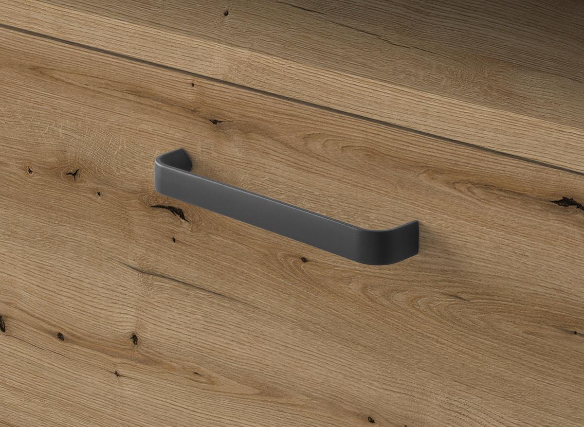 SZAFKA POD UMYWALKĘ VANICE - kolor dębowy/czarny, Modern, materiał drewnopochodny/tworzywo sztuczne (70/60/35cm) - MID.YOU