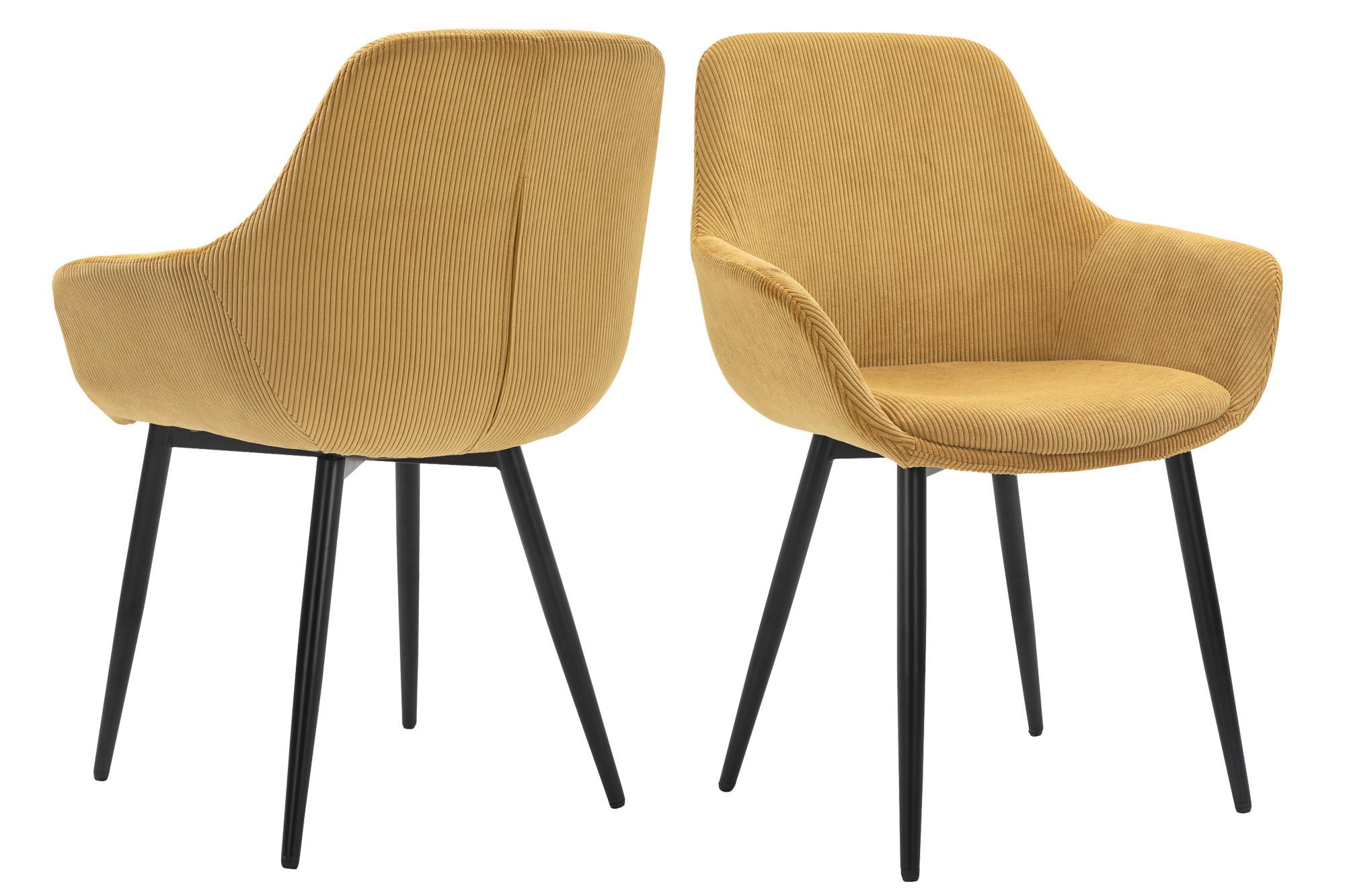 Set Naslanjačev Cord, Zlata, 2-Delni - zlate barve/črna, Moderno, kovina/tekstil (64/86/59cm) - Livetastic