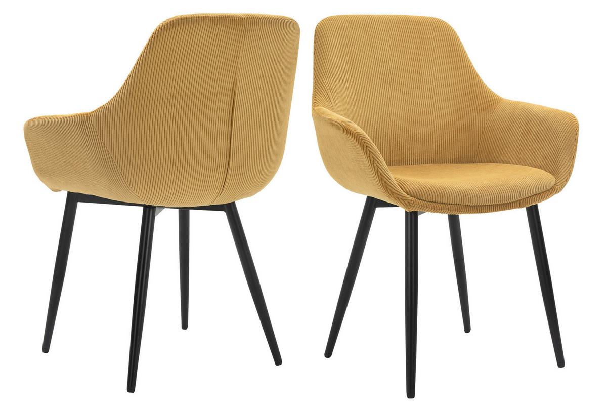 Set Naslanjačev Cord, Zlata, 2-Delni - zlate barve/črna, Moderno, kovina/tekstil (64/86/59cm) - Livetastic