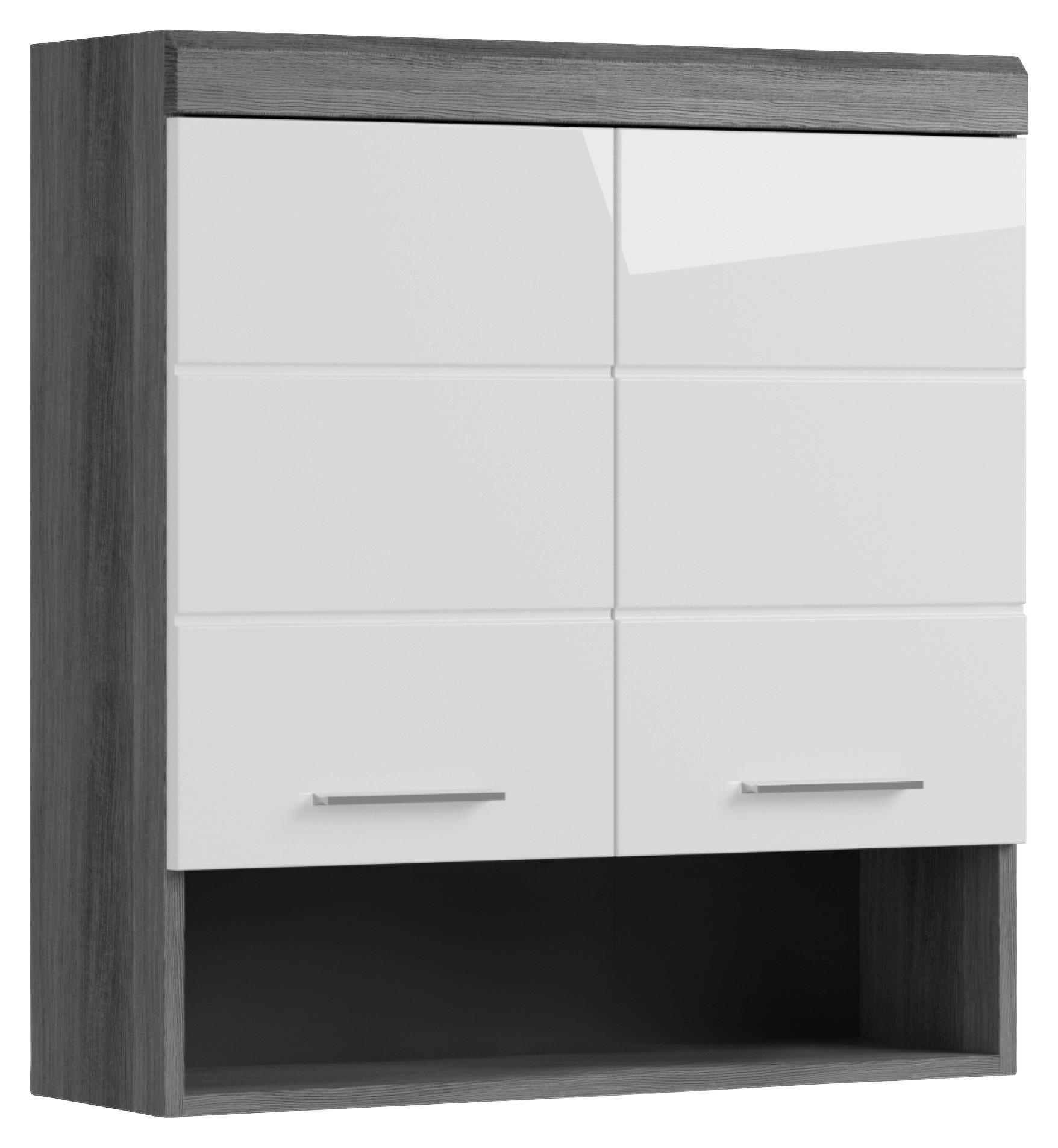 Hängeschrank Scout ca. 74x79 cam Anthrazit/Weiß - Chromfarben/Weiß Hochglanz, MODERN, Holzwerkstoff/Kunststoff (74/79/24cm) - MID.YOU