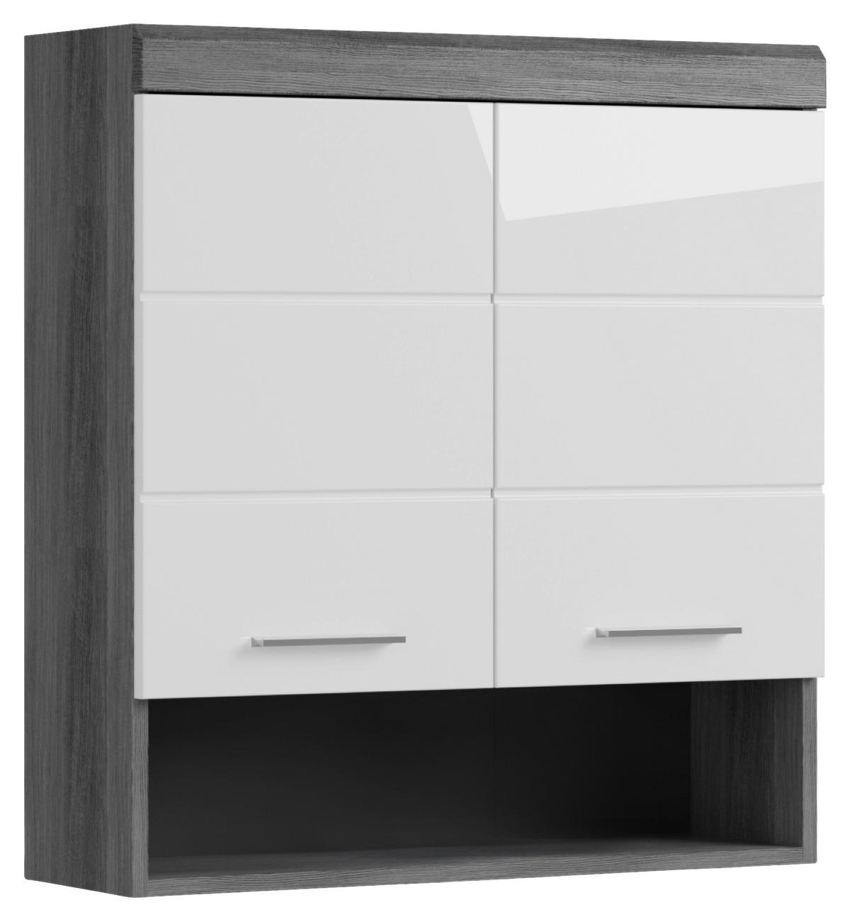 Hängeschrank Scout ca. 74x79 cam Anthrazit/Weiß - Chromfarben/Weiß Hochglanz, MODERN, Holzwerkstoff/Kunststoff (74/79/24cm) - MID.YOU