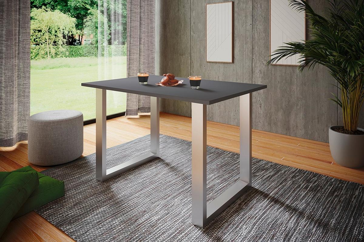 SCHREIBTISCH LONA - Anthrazit/Silberfarben, Design, Holzwerkstoff/Metall (110/80/76cm) - MID.YOU