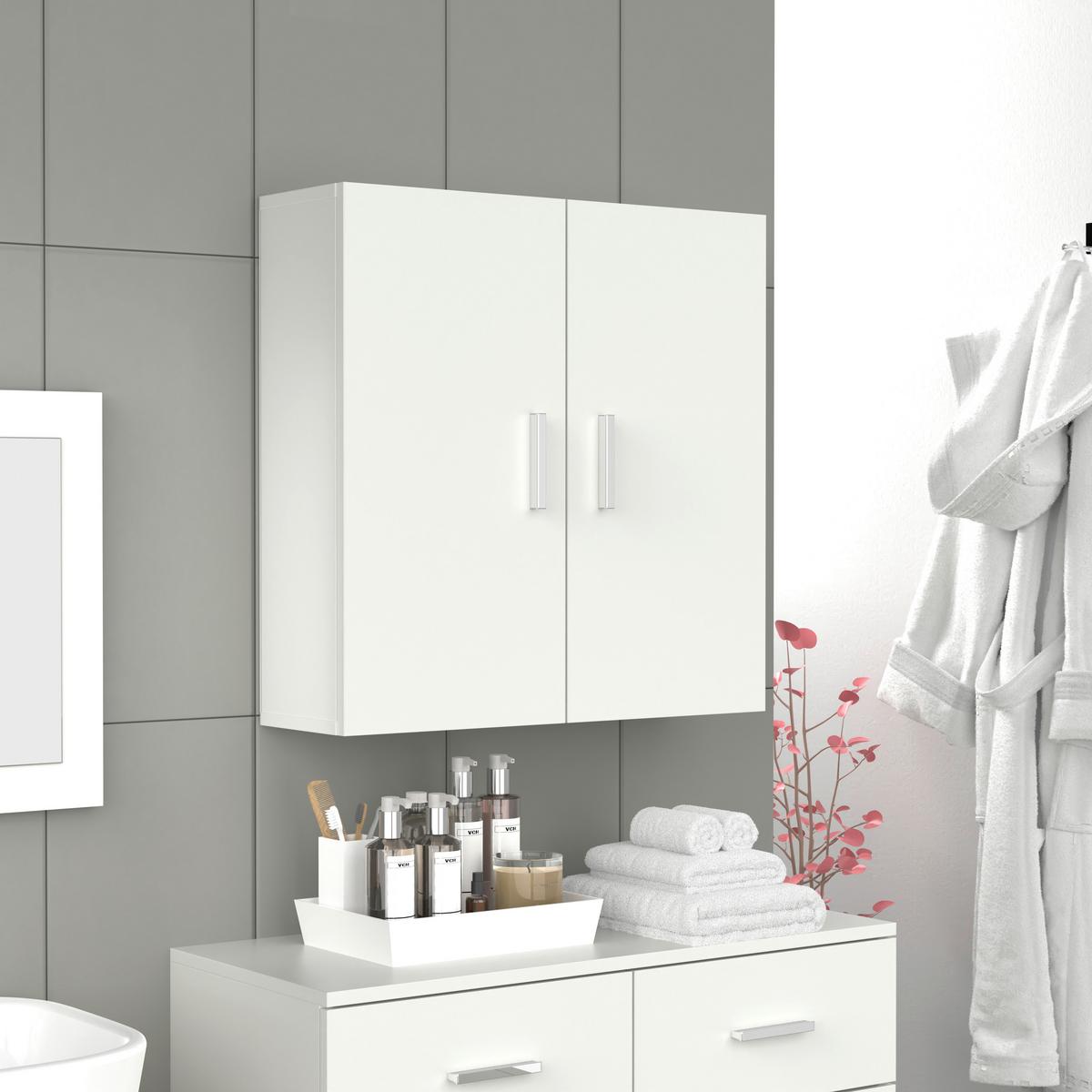 Hängeschrank Zalo ca. 60x60x18 cm Weiß - Silberfarben/Weiß, MODERN, Holzwerkstoff/Metall (60/60/18cm) - MID.YOU