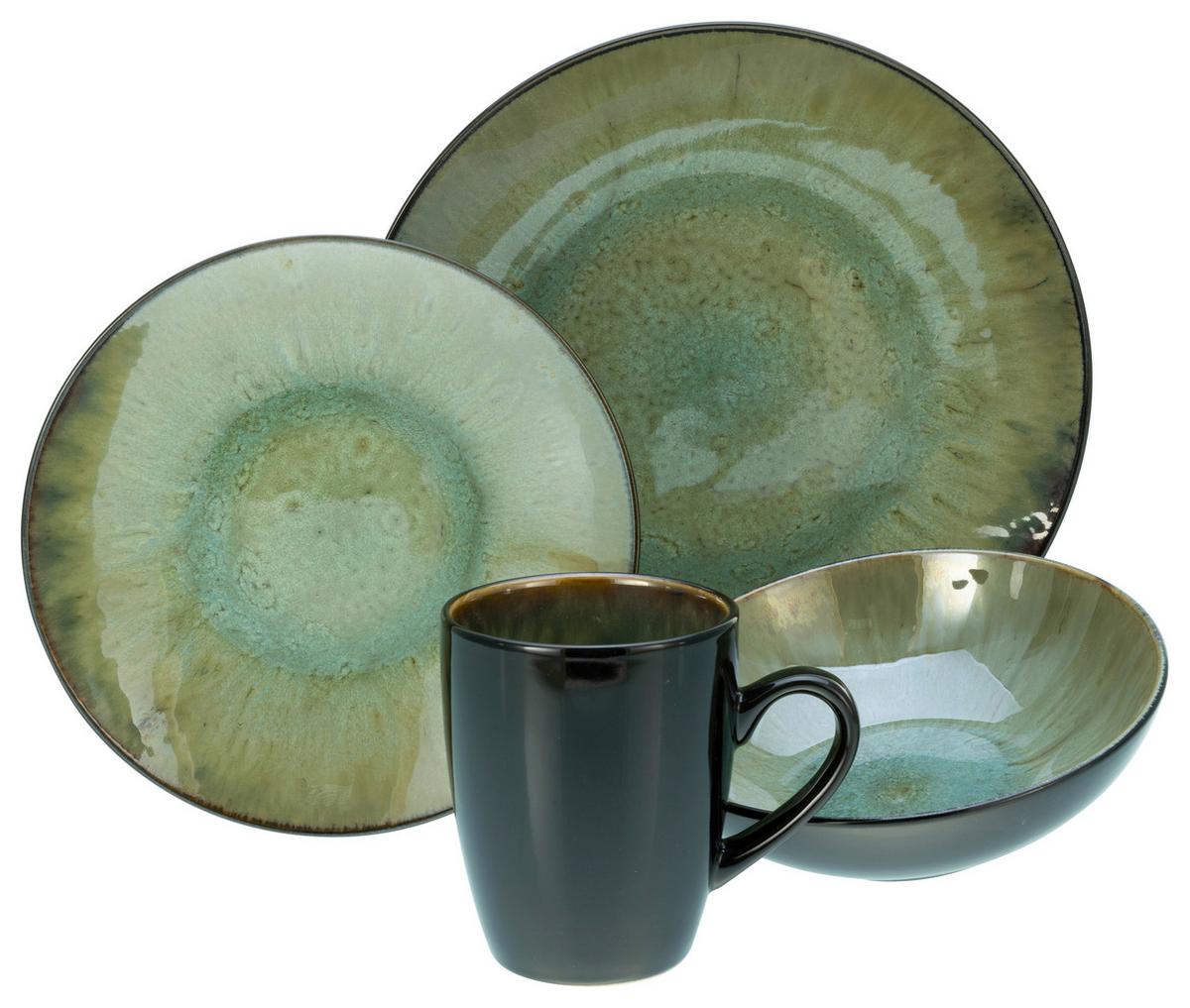 SERWIS OBIADOWO-ŚNIADANIOWY SHIRE - różnokolorowy, Trend, ceramika (40/26/31cm) - Creatable
