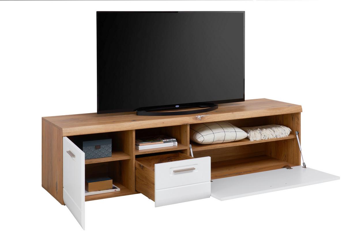 Tv-element Auris, Bela, Barva Hrasta - bela, Moderno, umetna masa/leseni material (190/50/50cm) - Mömax