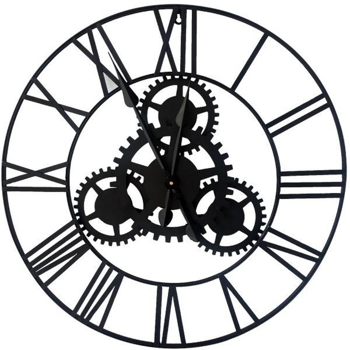 Wanduhr Gears aus Metall Ø ca. 70cm - Schwarz, LIFESTYLE, Metall (70cm) - Mömax