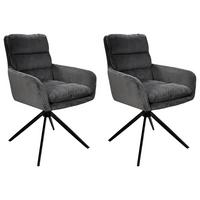 Armlehnstuhl-Set Pura 2er-Set Dunkelgrau - Dunkelgrau/Schwarz, Design, Textil/Metall (58/88/64cm) - MID.YOU