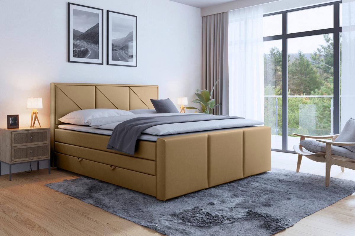 Boxspringbett Bologna ca. 180x200 cm Beige - Beige, MODERN, Holz/Kunststoff (180/200cm) - MID.YOU
