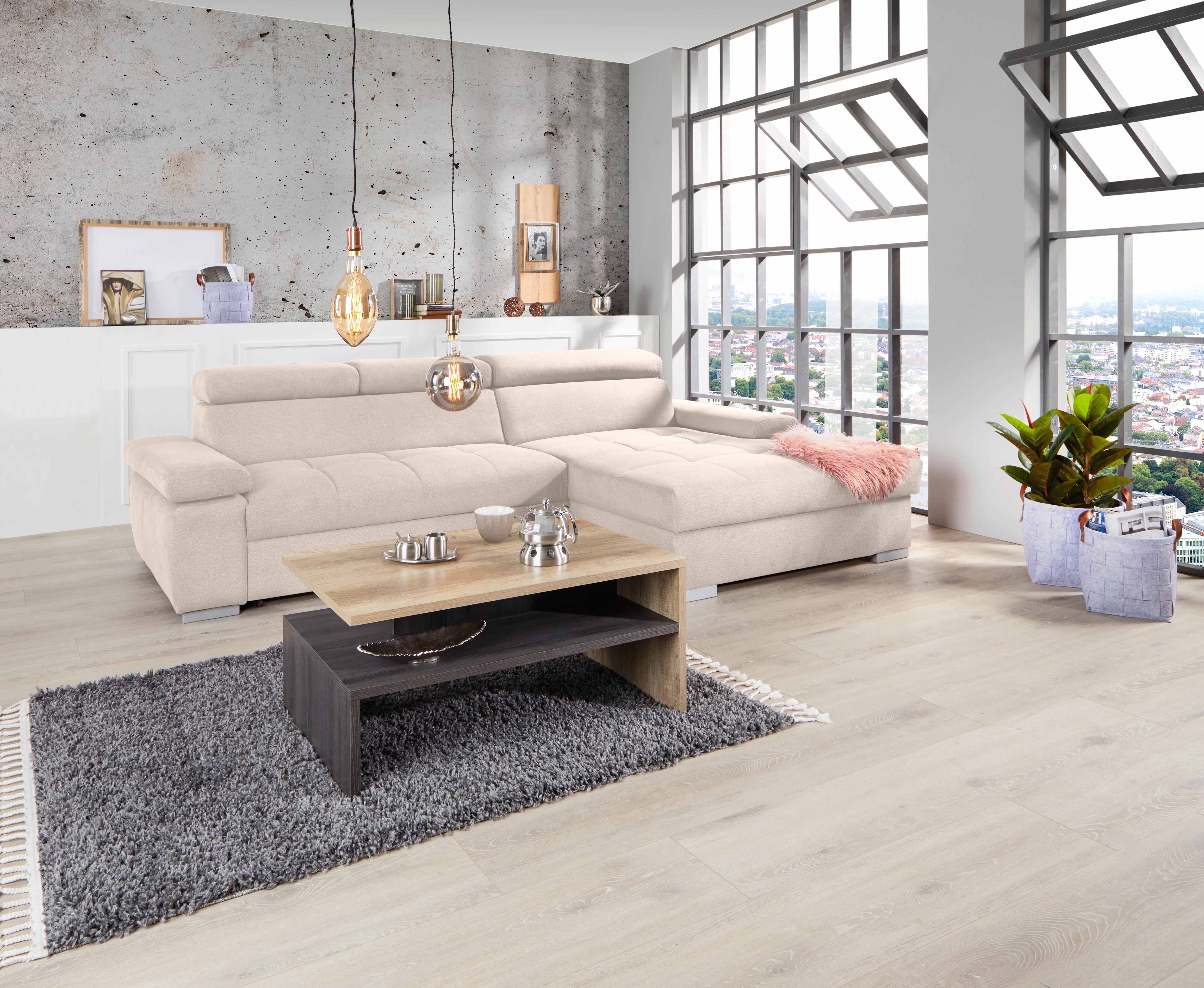 Kutna Garnitura Perry - srebrne boje/bež, Design, tekstil/drvo (292/183cm) - Modern Living