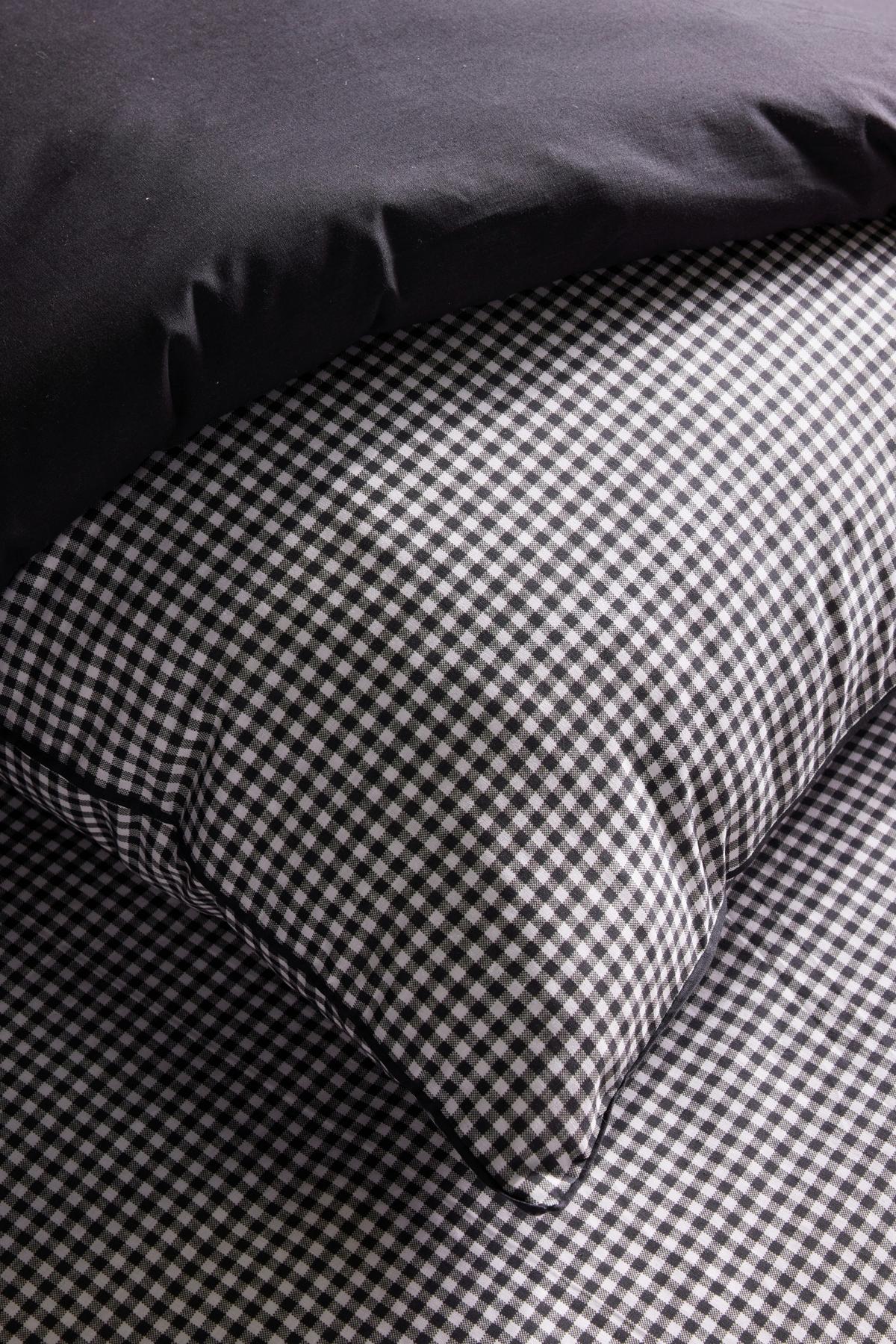 Lenjerie de pat Vichy cca. 140x200/50x70cm - negru, textil (140/200cm)