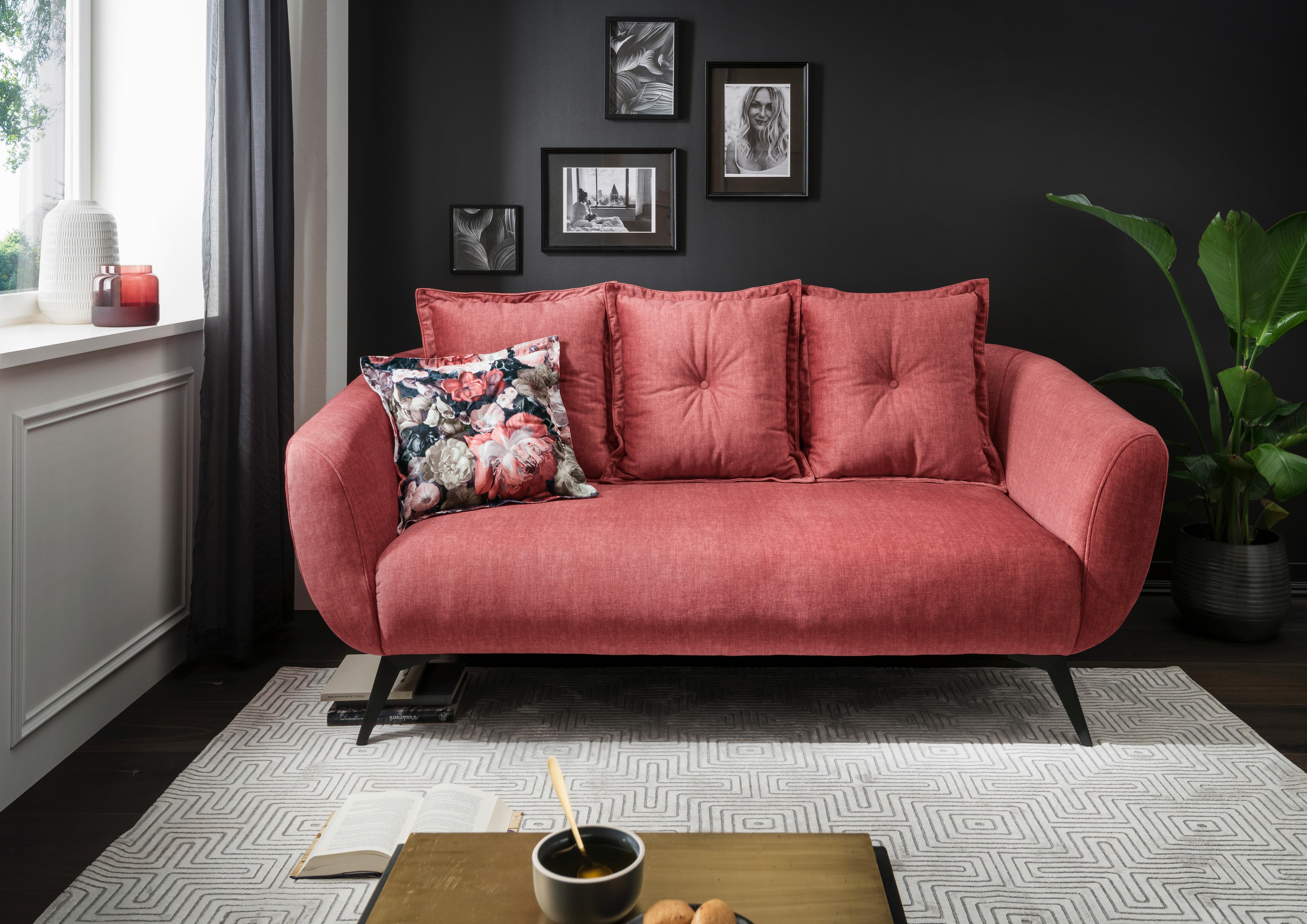 2,5-Sitzer-Sofa Baggio Koralle Velours - Koralle/Multicolor, MODERN, Holz/Textil (196/94/103cm) - Livetastic