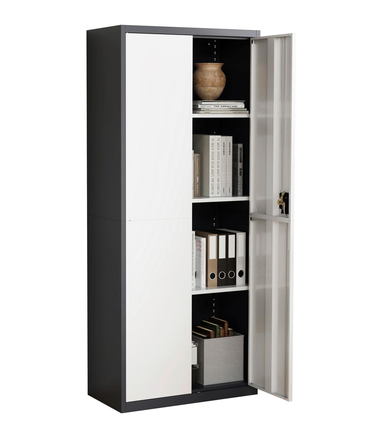 Aktenschrank Malivo - Weiss/Anthrazit, Konventionell, Metall (80/180/40cm) - MID.YOU