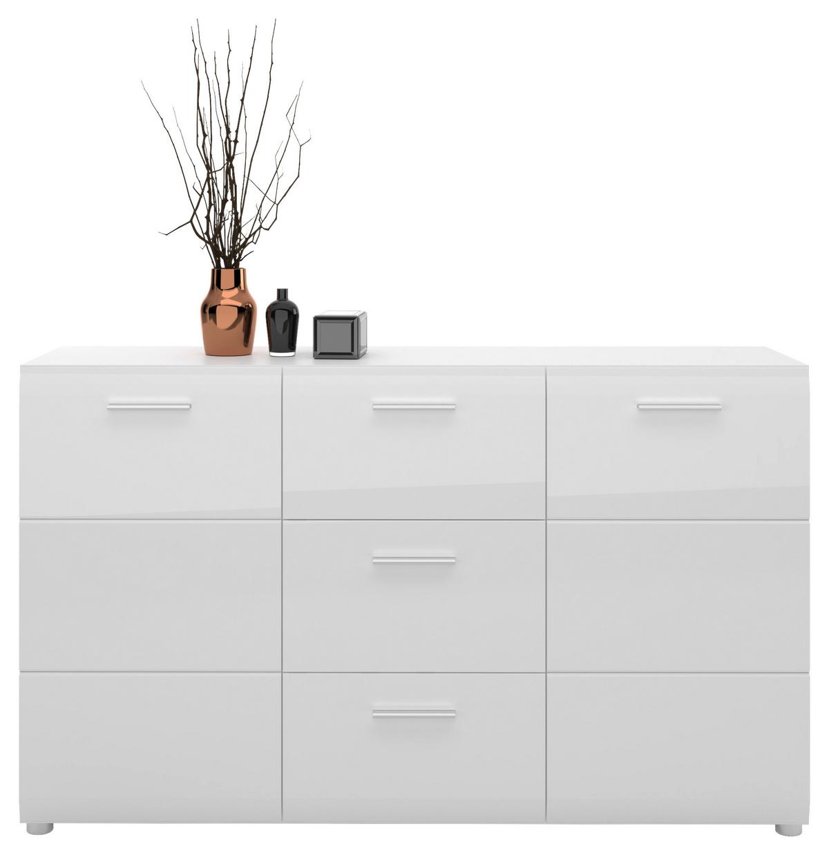 Komoda Merano - bijela/boje kroma, Moderno, drvni materijal/plastika (143,9/86/39cm) - Modern Living