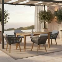 Gartenset Viola Hellgrau Outdoorstoff/Metall - Hellgrau, MODERN, Holz/Kunststoff (160/76/90cm) - Bessagi Garden