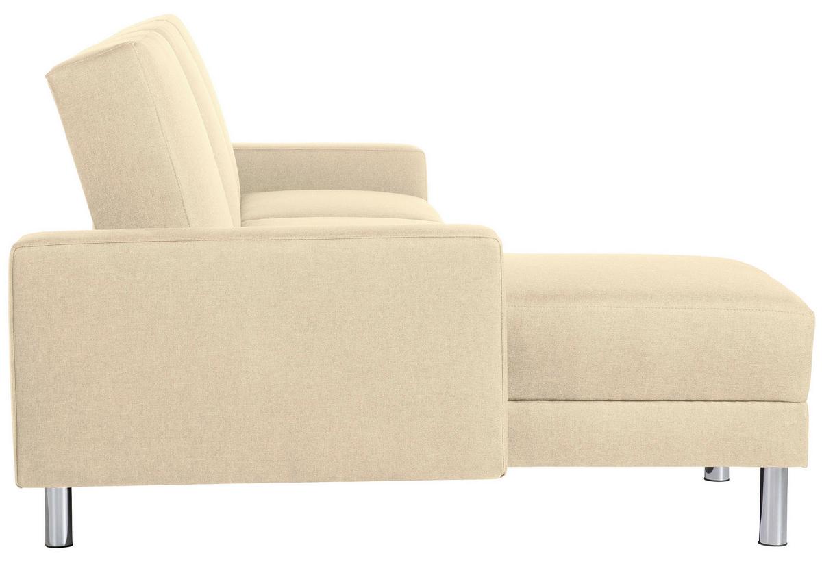 ECKSCHLAFSOFA JUST FASHION - Chromfarben/Beige, KONVENTIONELL, Textil/Metall (152/230cm) - Max Winzer