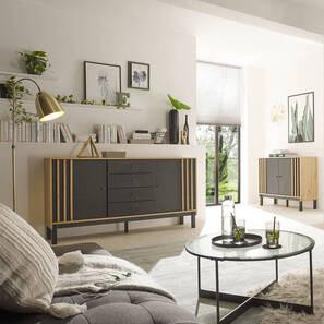 Sideboard Volano in Schwarz/Eiche Artisan - Schwarz/Eiche Artisan, Modern, Holzwerkstoff/Kunststoff (155/84/39cm) - Carryhome