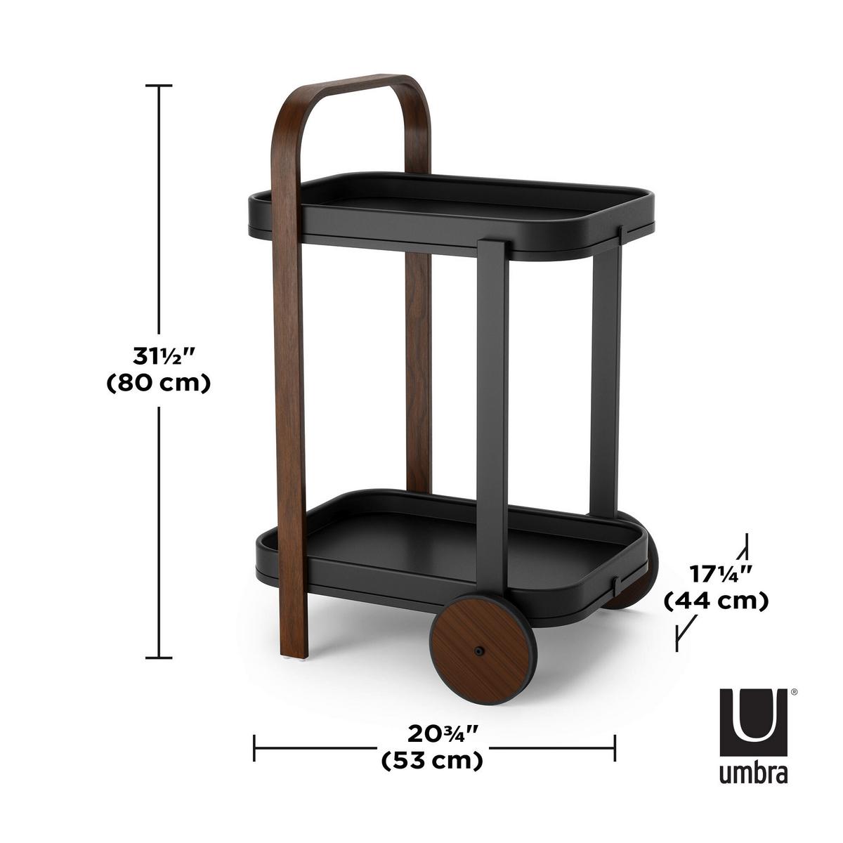 Servierwagen Schwarz/Walnussfarben - Walnussfarben/Schwarz, KONVENTIONELL, Metall (44/80/50cm) - Umbra