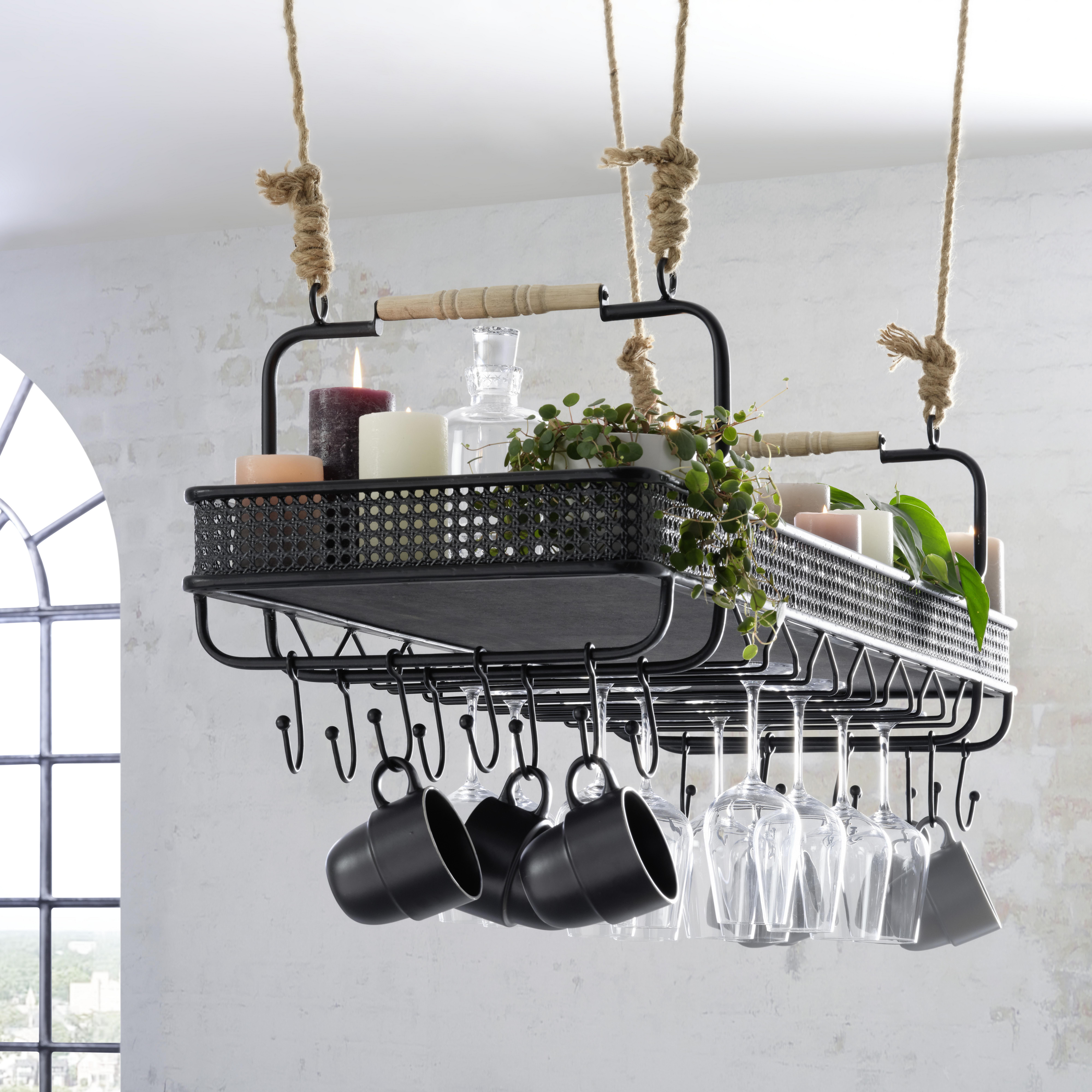 VÄGGHÄNGD MODUL CONSTANTIN - svart/naturfärgad, Lifestyle, metall/trämaterial (120/35/41cm) - Premium Living
