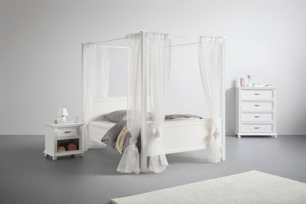 Krevet S Baldahinom Marilou - bijela/crna, Romantično / ladanjski, drvni materijal/metal (140/200cm) - Zandiara