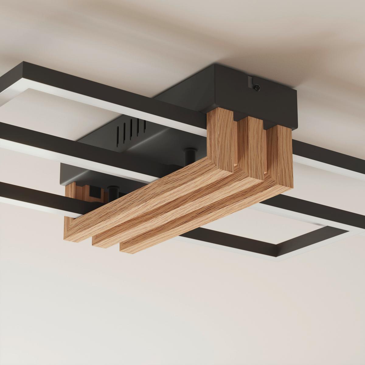 LAMPA SUFITOWA LED 67357D1 DAKARI I - czarny/opal, Design, tworzywo sztuczne/metal (80/23/8,6cm)