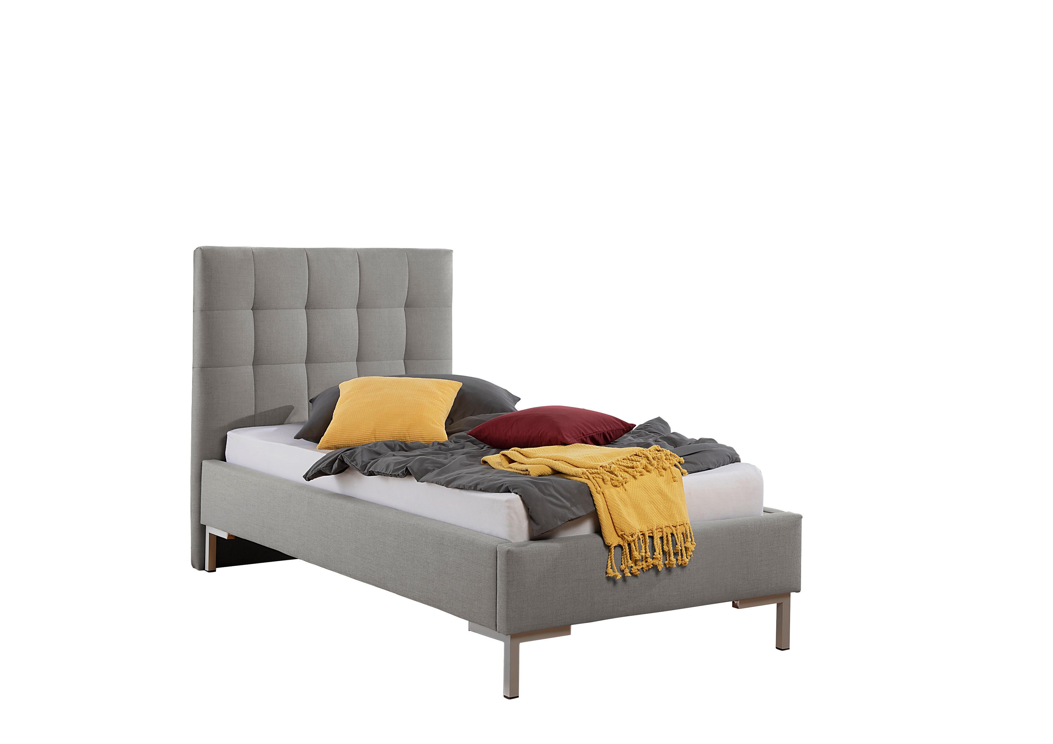 Polsterbett Maurizio Grau ca. 100x200 cm - Silberfarben/Grau, MODERN, Textil/Metall (100/200cm) - Livetastic