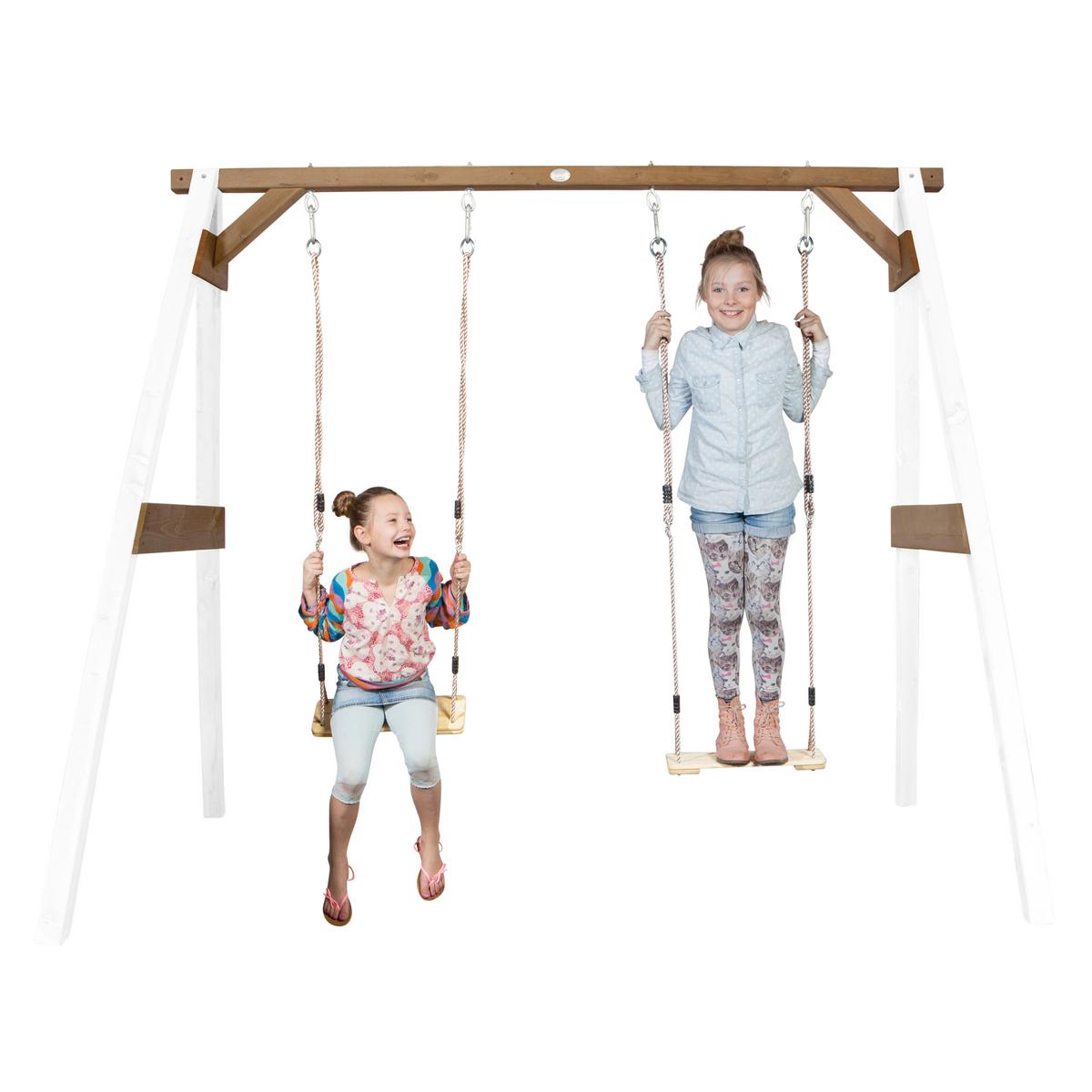 Schaukel Double Swing - Braun/Weiß, Basics, Holz (254/207/160cm) - Ambia Garden