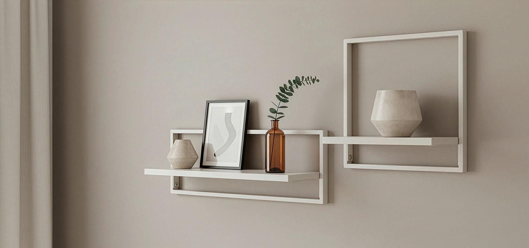 VÄGGHYLLPLAN SET ALFI -EXKLUSIV- -SB- - kashmir, Modern, metall/trämaterial (50/30/20/30/12/12cm) - Mömax