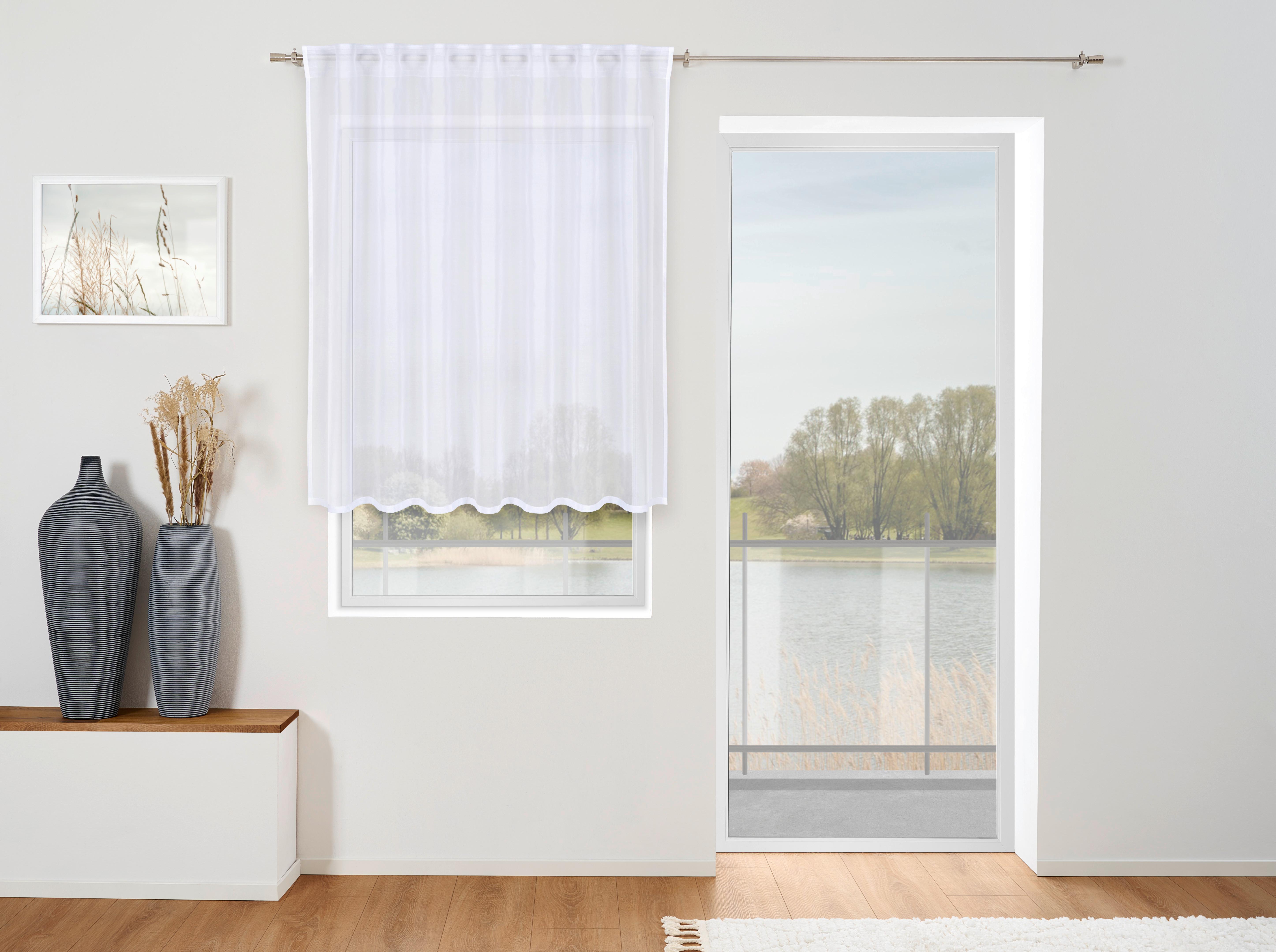 GARDINLÄNGD LEO TRANSPARENT 145CM - vit, textil (140/145cm) - Modern Living