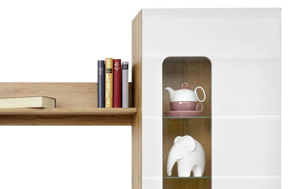 Mobilier cameră de zi Bailamos - alb/culoare lemn stejar, Modern, material pe bază de lemn (235/199,1/41,6cm) - Modern Living